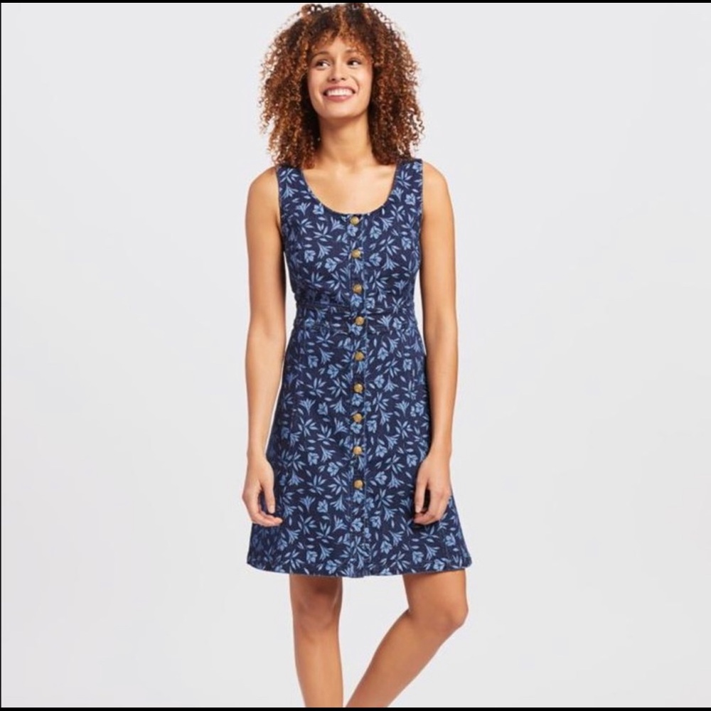 Draper James Floral Button Front Denim Dress